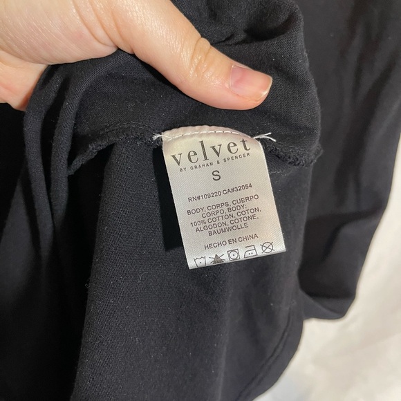 Anthropologie Black Velvet V-Neck Blouse - Picture 4 of 6